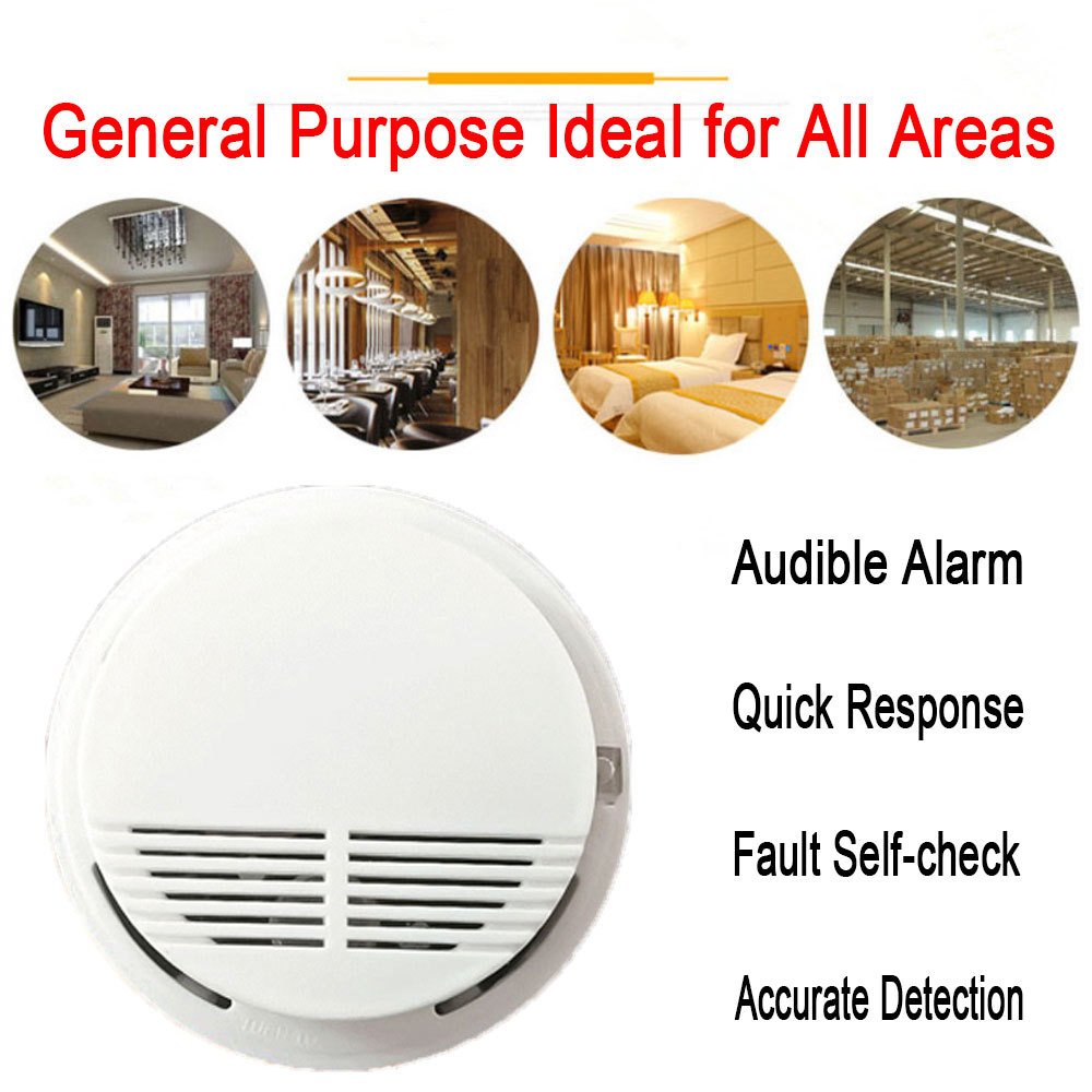 Smoke Alarm Detector Fire Gas Alarm Detector With Battery Photoelectric Sensor Alert Warning - Image 4