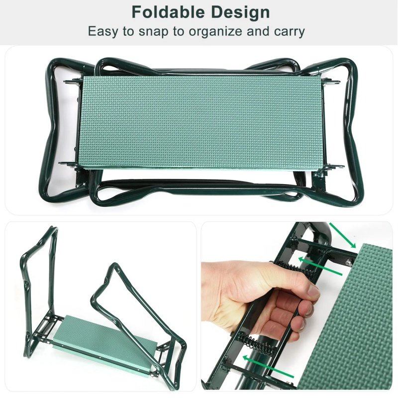 Foldable Garden Kneeler Seat With Kneeling Soft Cushion Pad Tools Pouch Portable Gardener - Image 8