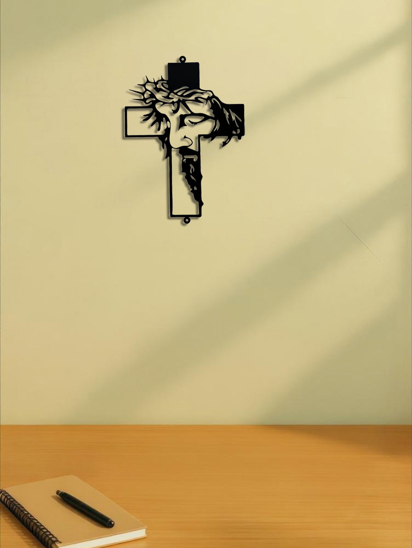 Metal Cross Sign Wall Art Weatherproof Powder-Coated Wrought Iron Cross - Image 3