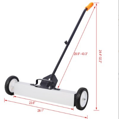 24' Rolling Magnetic Pick-Up Sweeper, Heavy Duty Push-Type With Release, For Nails Needles Screws Collection,30 Pound Capacity - Image 6