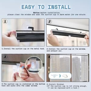Window Shade With 3 Suction Cups Insulation Blackout Blind Shade Portable Temporary Cover