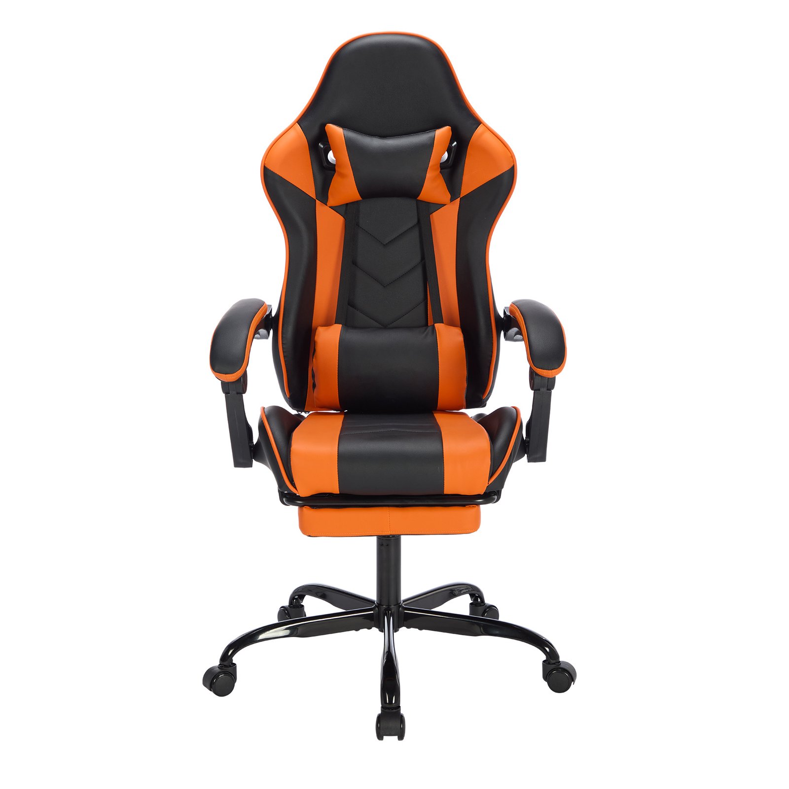 Gaming Chair With Footrest, Ergonomic Computer Chair With Headrest And Lumbar Support, Breathable Material Height Adjustable Video Game Chairs For Adults, Black Orange - Image 4