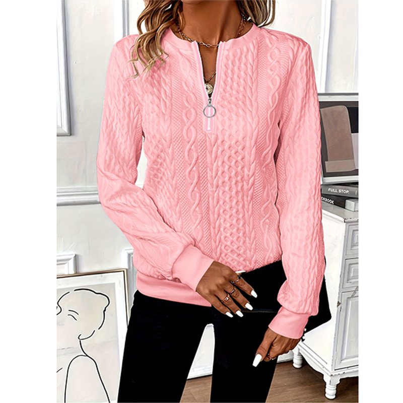 Women's Textured Half Zip Pullover Tops Casual Long Sleeve Crewneck Sweatshirts - Image 4