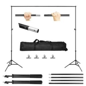 6.5 X 10ft Photo Video Studio Backdrop Background Stand Adjustable Heavy Duty Photography Backdrop Support Stand Set