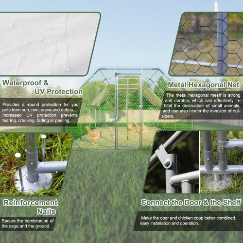 9.94 Ft. X 25.68 Ft. Galvanized Large Metal Walk In Chicken Coop Cage Farm Poultry Run Hutch Hen House - Image 3