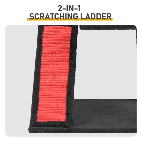 Gothic Cat Tree, Halloween Cat Tower Cat Tree With Spacious Cat Condo, Brach Shaped Scratching Post, Scratching Ladder, Spider Toy For Indoor Cats, Red & Black - Image 9