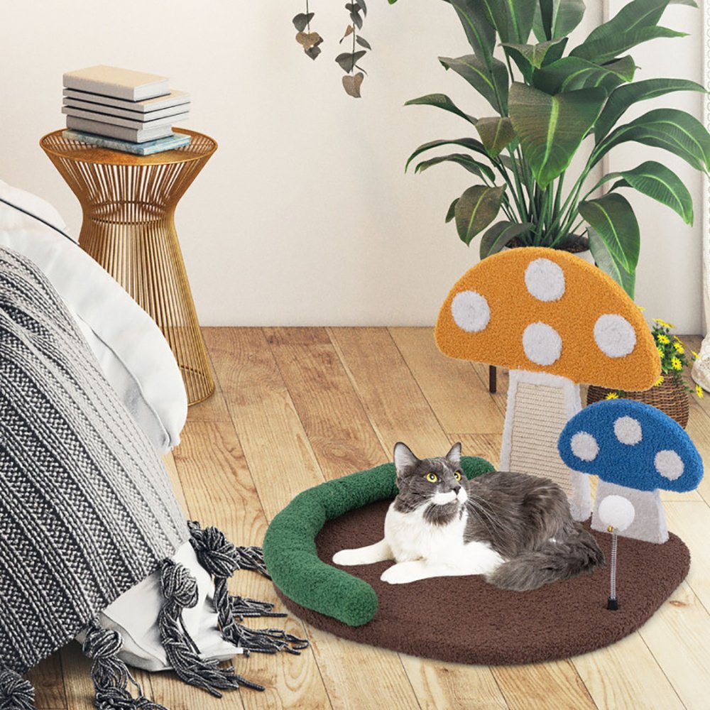 Mushroom Cat Bed Cat Claw Scratcher With Wide Bed And Sisal Scratch Panel - Image 5