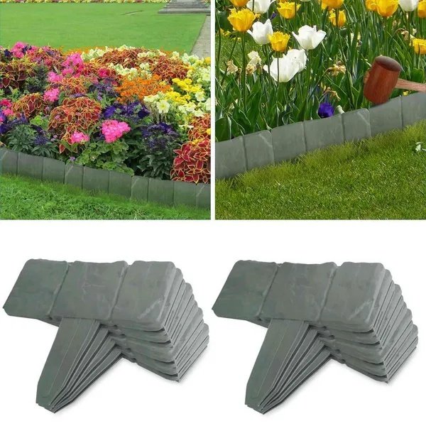 20 Pieces Of Pebble Effect Plastic Garden Lawn Edge Decorative Strip - Image 3