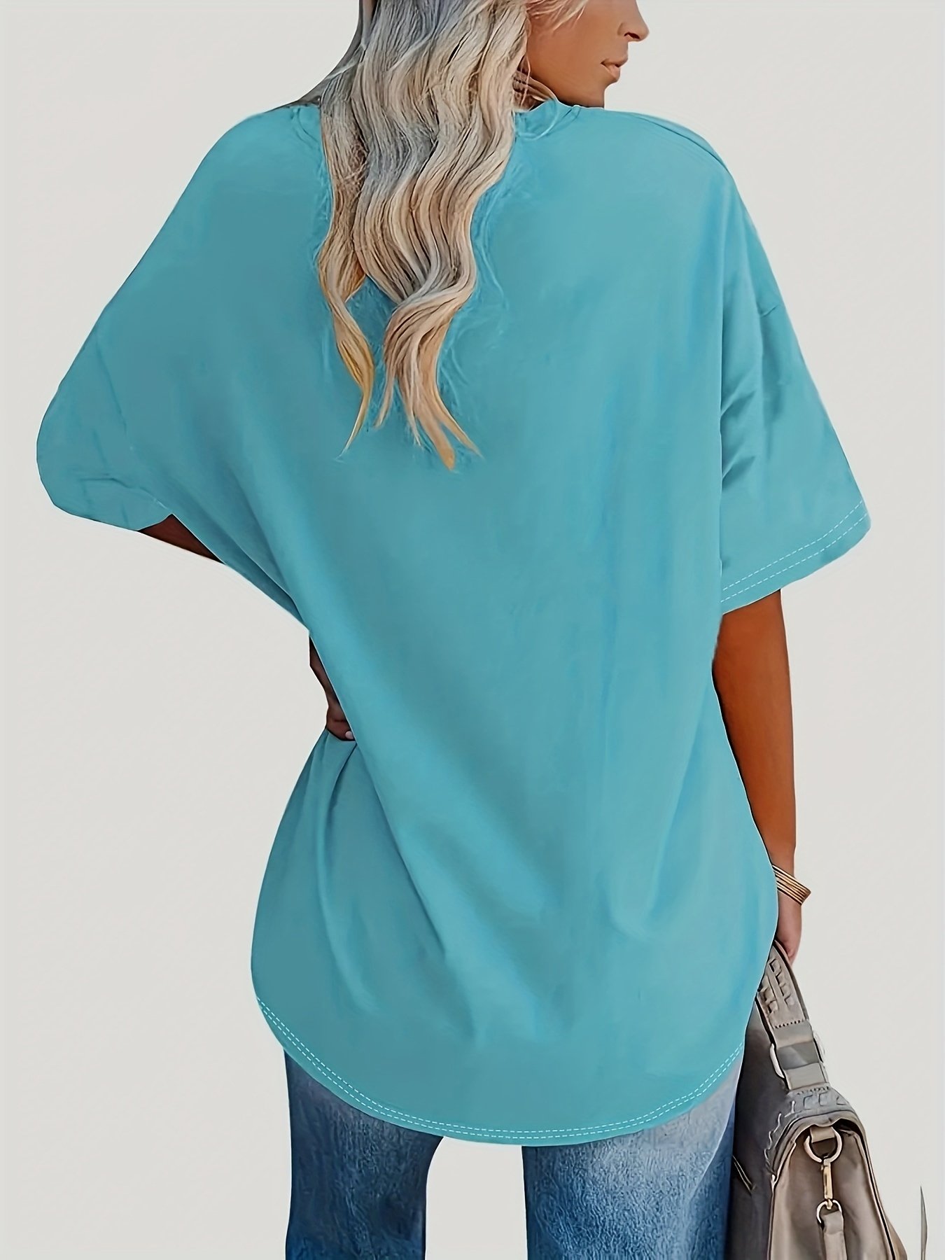 Self-pick-up Plus Size Women's Fashion V-Neck Printed Short Sleeve T-Shirt Only Self-pickup Is Supported - Image 3