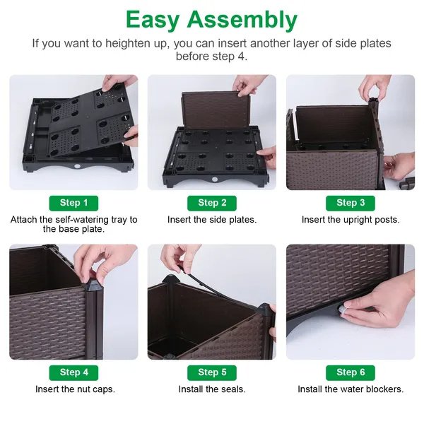 Raised Garden Bed With Self-watering System Rectangle Garden Planter For Garden Patio Balcony Elevated Planter Box For Flowers Vegetables Herbs - Image 8