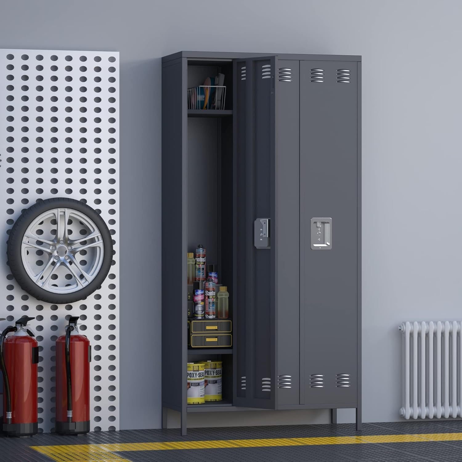 15 Doors Metal Lockers For Employees For Offices School Gyms Home,Assembly Required,Dark Gray - Image 3