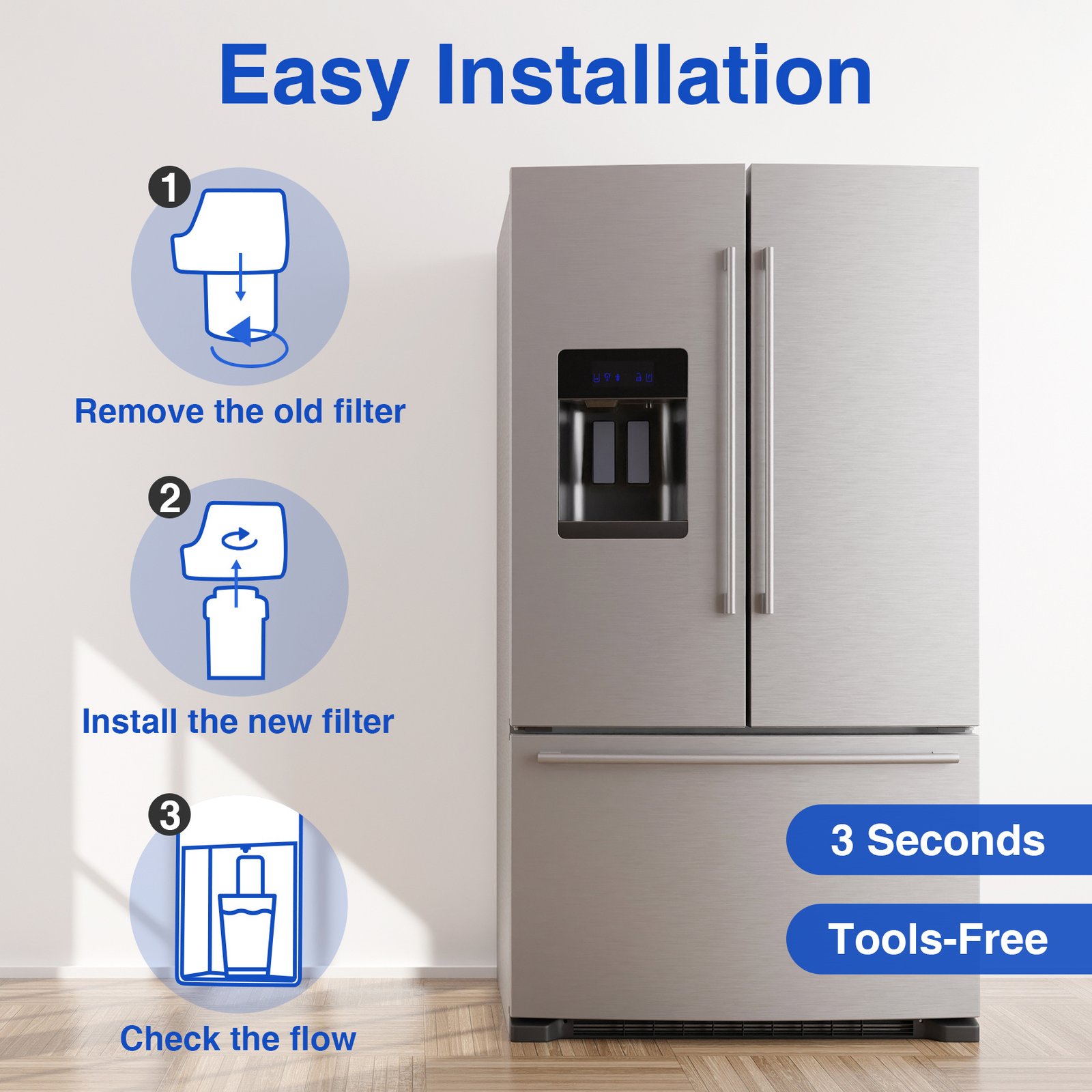 4 Pack Refrigerator Water Filter Replacement For GE MWF, SmartWater MWFP, MWFINT, MWFA, GWF, HDX FMG-1, Kenmore 9991, GSE25GSHECSS, WFC1201 Water Filter - Image 8