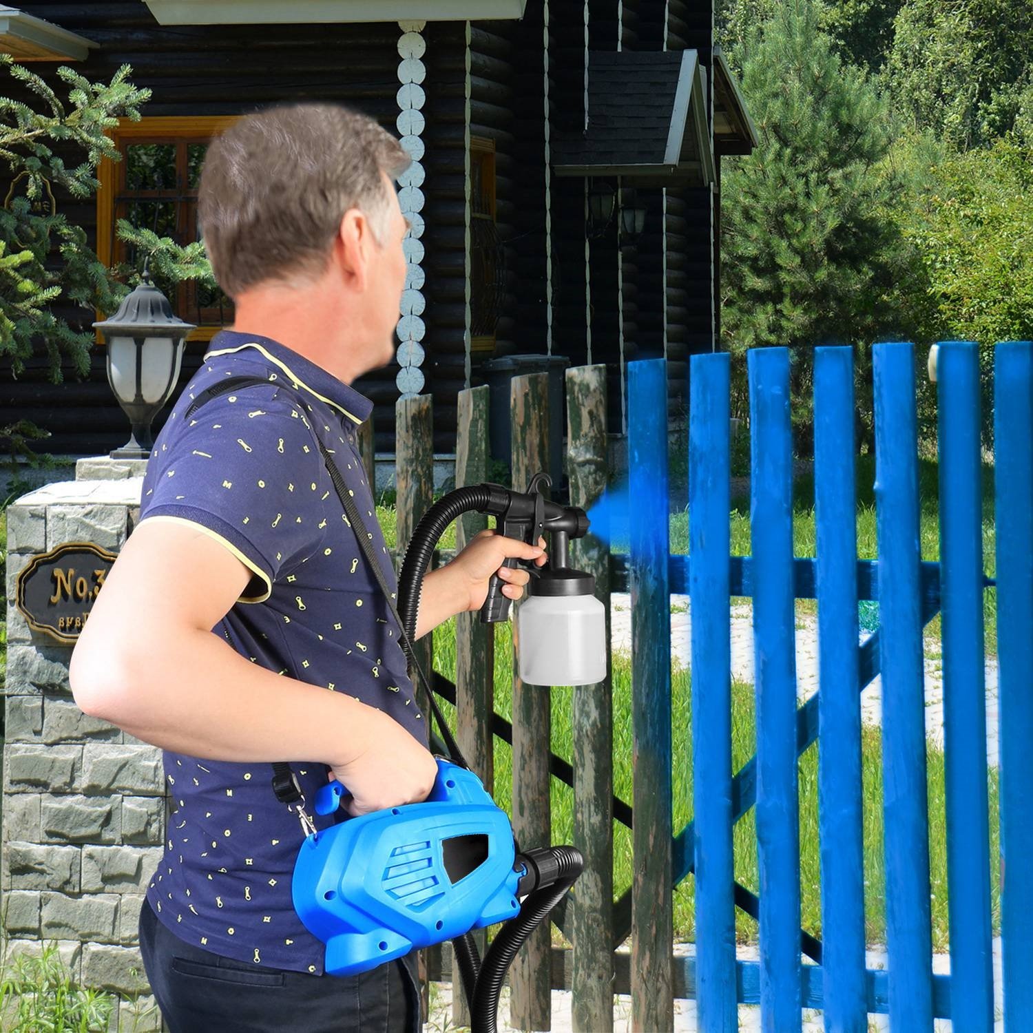 800ML Paint Sprayer 650W Paint Sprayer 800ML,minimum Output HVLP Oil Primer Water Spray, With 3 Spraying Modes Motor And Removable Container - Image 5