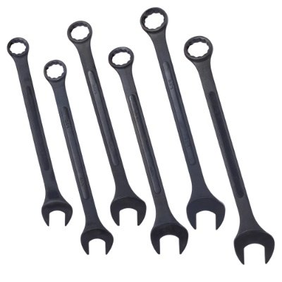Jumbo Combination Wrench Set Extra Large, SAE, 6-piece, To 2 Black Oxide, With Pouch