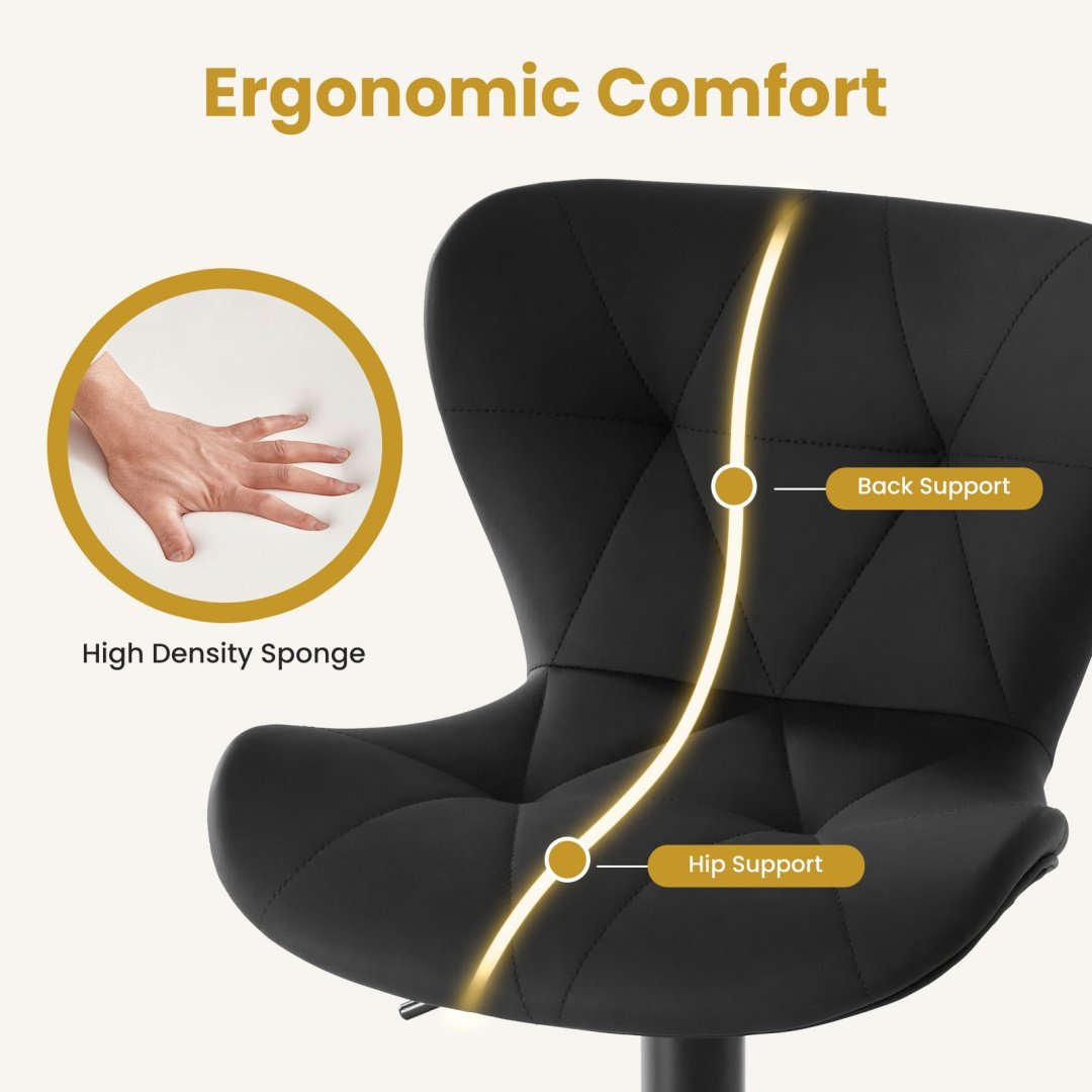 Modern Bar Stools Set Of 2, Adjustable Faux Leather Upholstered Swivel Bar Stools - Image 10