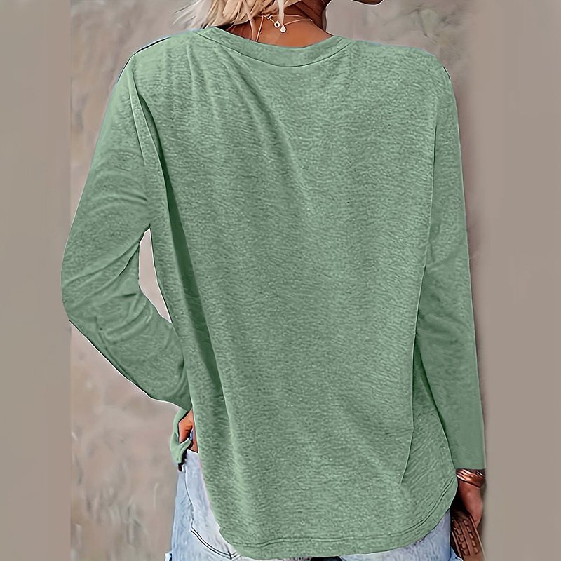 Basic Solid Color Women's Two-Piece Outfit Round Neck Long Sleeve Casual Tops For Spring & Fall - Image 8