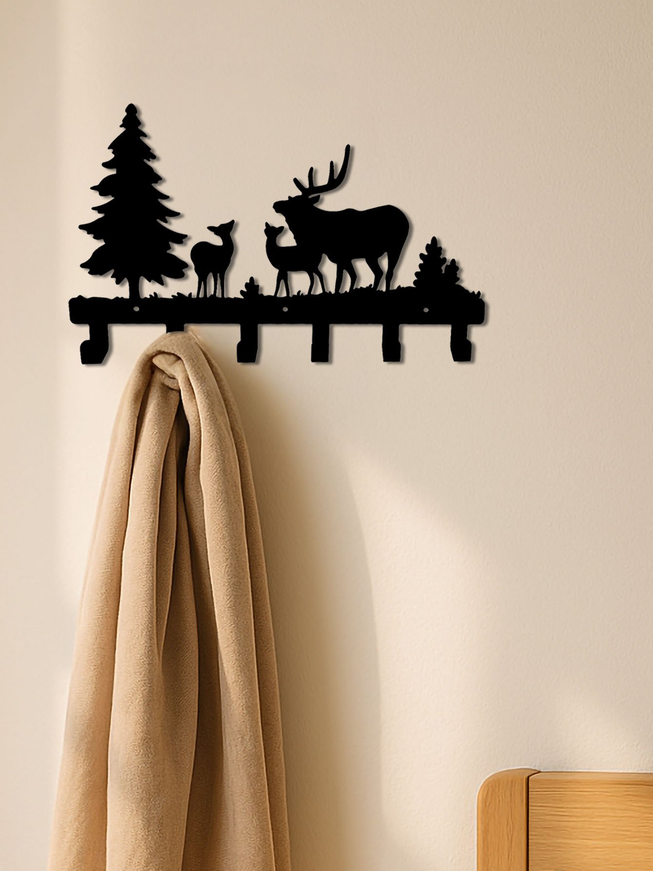Farmhouse Rustic Animal Coat Hook Rack,Wall-Mounted Tree Branch Design Hanger - Image 4