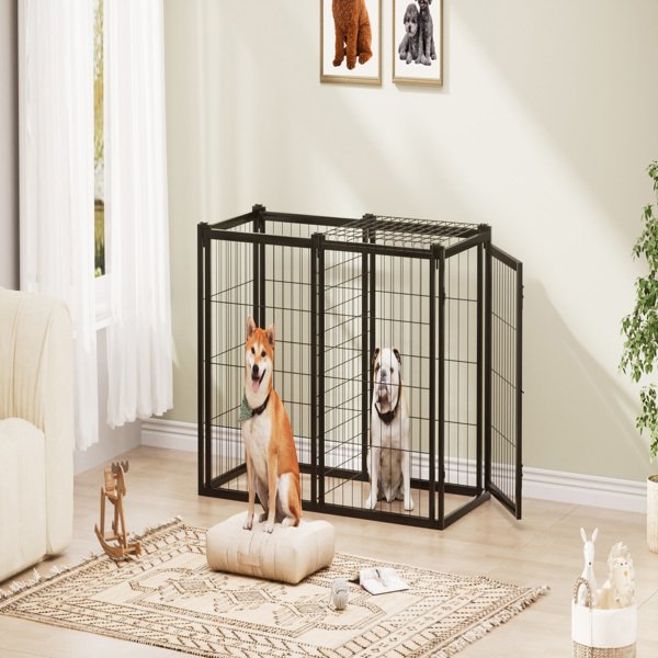 Dog Cage 47.2 Inches, Suitable For Small And Medium-sized Dogs, With A Top Dog Fence, Pet Cage, Indoor, Black. 47.2 Inches Long X 22 Inches Wide X 24 Inches High. - Image 3
