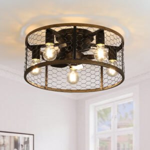 20 Inch Indoor Caged Ceiling Fan With Light Remote Control LED Bulb Ceiling Fan