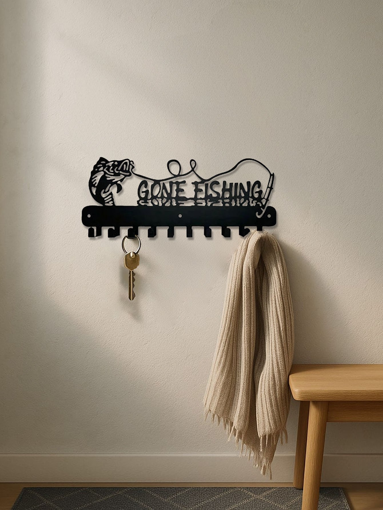 Black Metal Wall Hook Decor, Suitable For Organization, Tidy And Chic Space