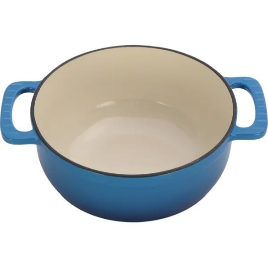Cast Iron 6QT Cooking Pot - Gradient Blue - Includes Two Silicone Gloves - Enamel Pot - Image 4