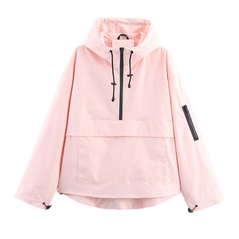 Women's Long Sleeve Zip Hooded Jacket With Pockets - Casual Sporty Windbreaker For Spring&Fall - Image 4