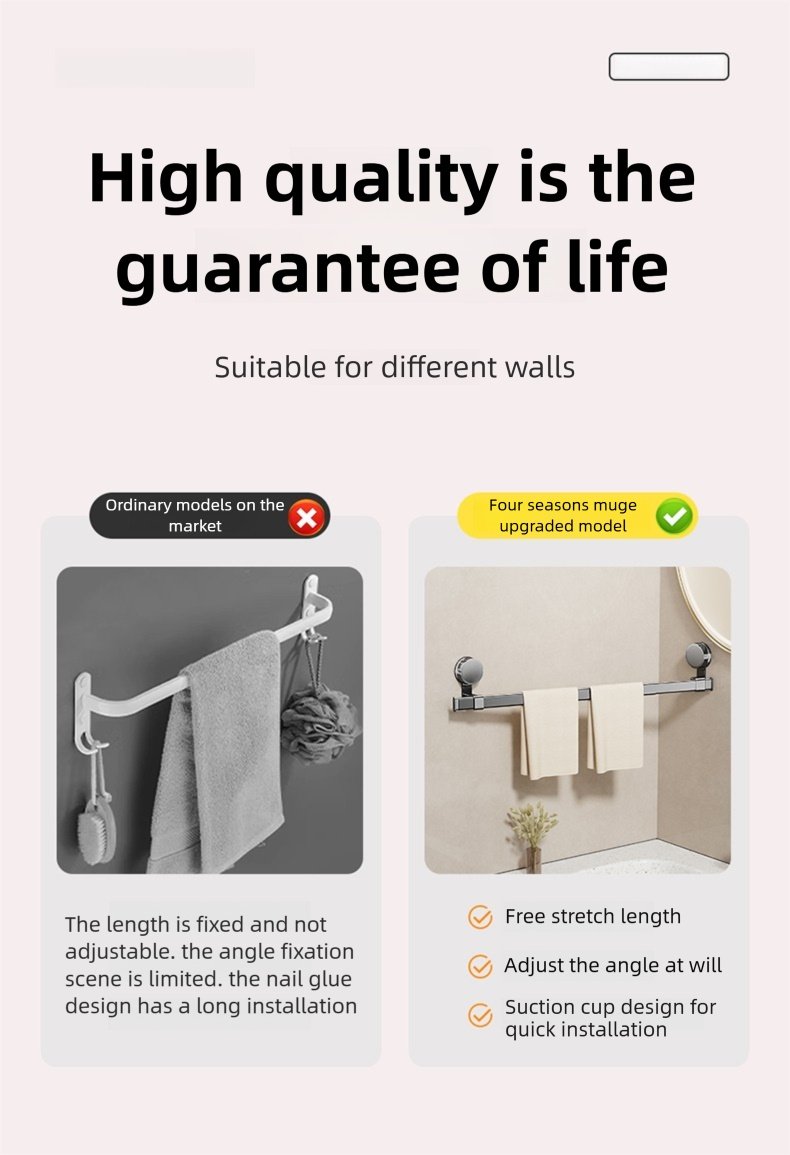 1 Suction Cup Telescopic Towel Rod - Image 5