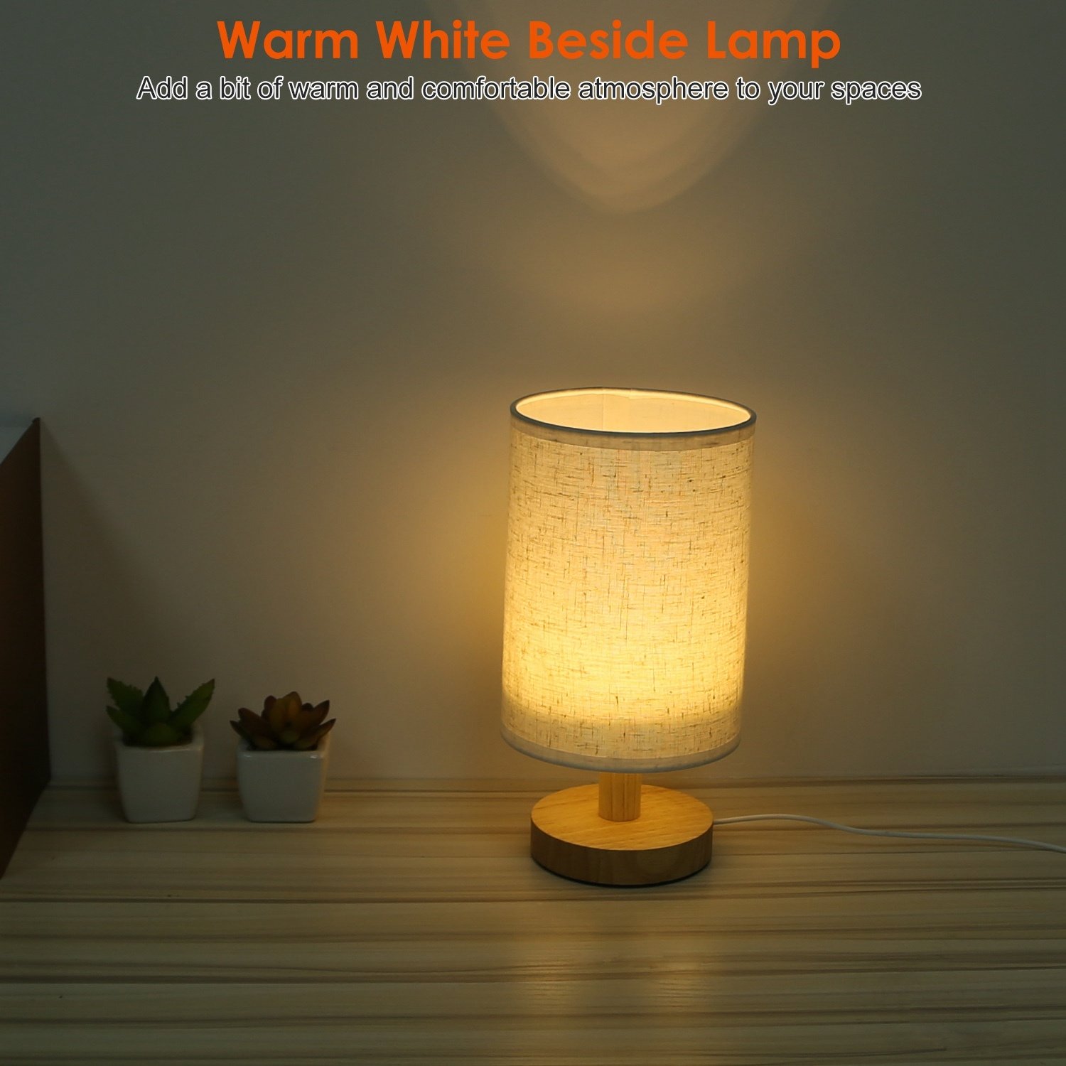Warm White Bedside Lamp USB Plug Modern Bedroom Lamp - Image 2