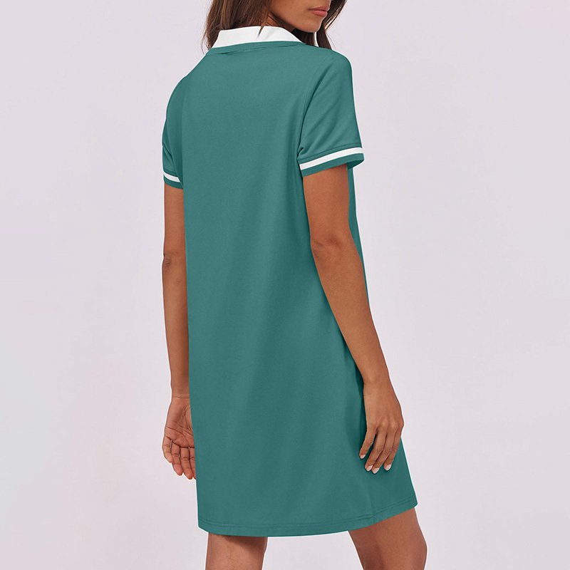 Women's Polo Dress Short Sleeve V Neck Casual Summer Mini Shirt Dress With Pockets - Image 5