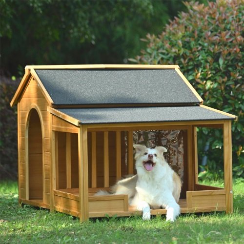 Large Wooden Dog House With Porch - Image 2