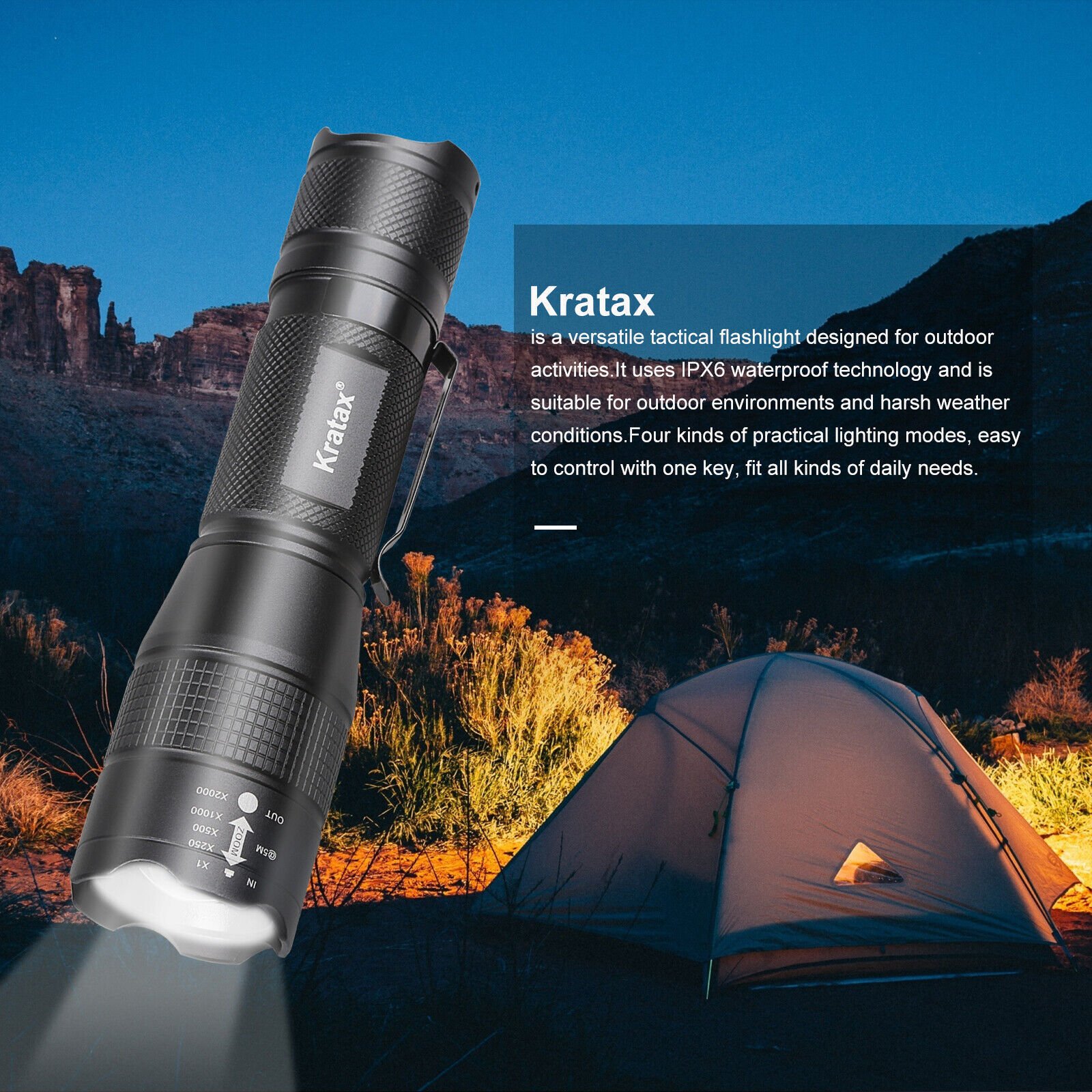 5.3oz Small & Extremely Zoomable LED Tactical Handheld Flashlight With Knife - Image 6