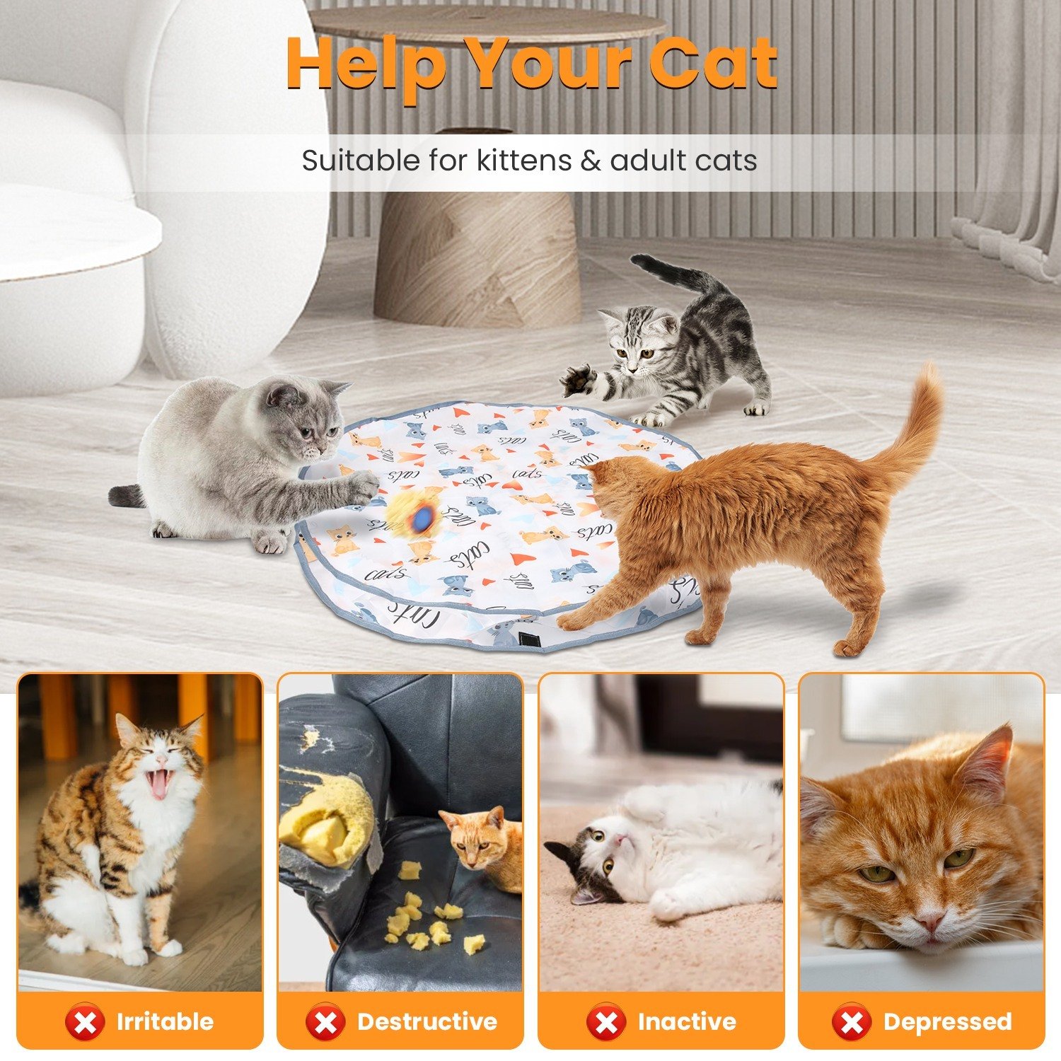 1Pc Cat Toys Ball Fast Rolling In Pouch Rechargeable Motion Activated Interactive Cat Toys For Indoor Cats Hide And Seek Mouse Catching Game - Image 7