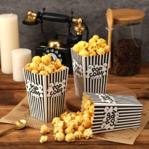Mini Paper Popcorn Bags, Small Popcorn Bags Black And White Movie Night Popcorn Boxes For Kids Popcorn Buckets And Container For Home, Carnival Party, Decorations 100pack