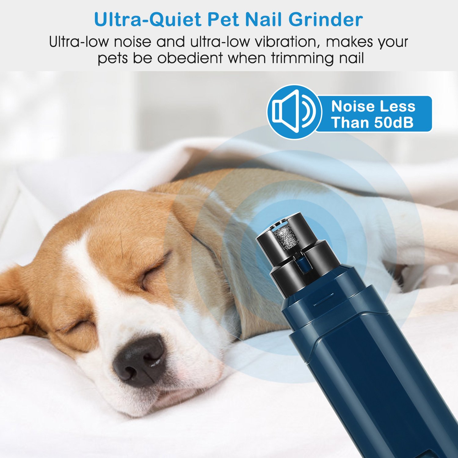 1Pc Dog Nail Grinder 2 Speeds Quiet USB Rechargeable Pet Nail Grinder Professional Pet Nail Trimmer Cordless Paws Grooming & Smoothing Claw Care For Small Medium Large Dogs & Cats - Image 5