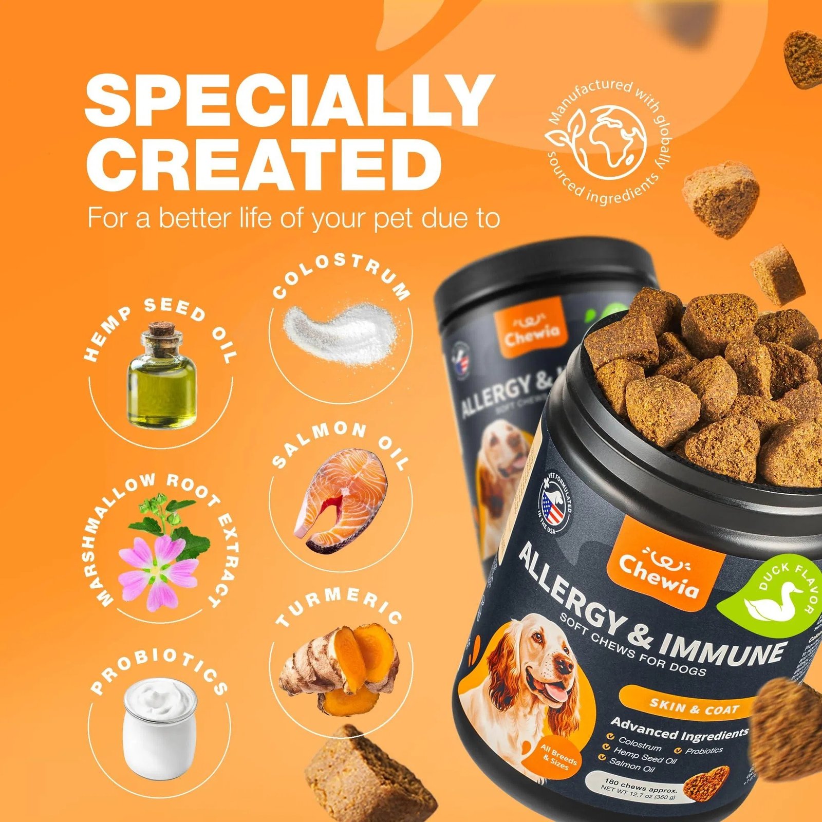 Dog Allergy Relief Chews Itch Relief For Dogs Anti Itch Dog Allergy Chews US Formulated Dog Itching Skin Relief With Salmon Oil Immune Health Seasonal Allergies & Hot Spots Support Treats - Image 7