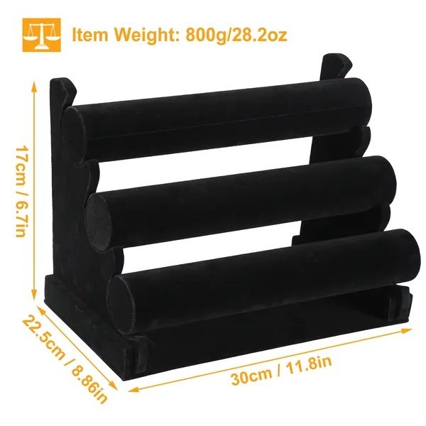 3-Tier Velvet Jewelry Stand Removable Bracelet Holder Watch Jewelry Bangle Display Rack - Image 4