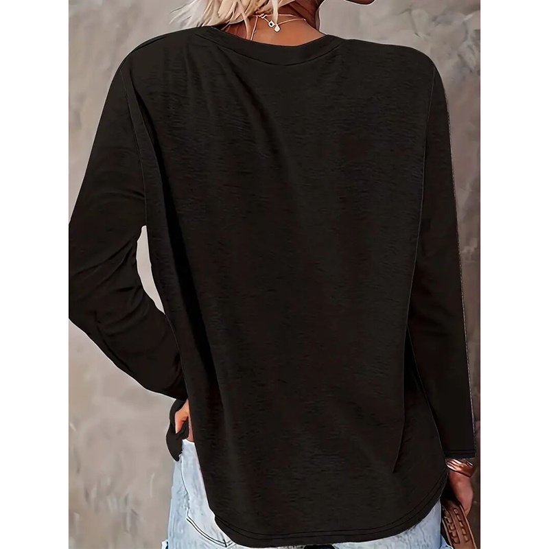 Women's Heart & Dog Paw Print T-shirt, Cute Crew Neck Long Sleeve Top For Spring & Fall - Image 6