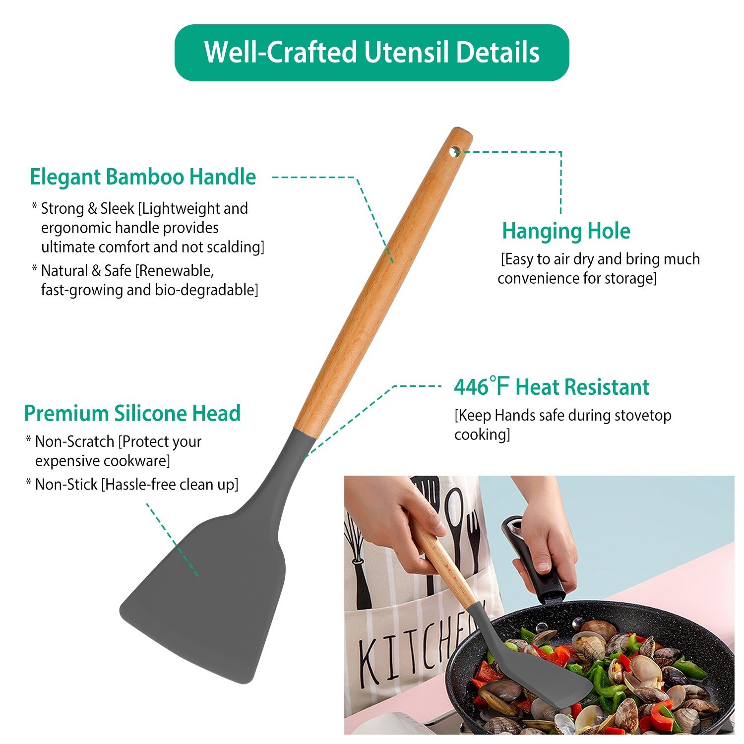 11 Piece Silicone Cooking Tool Set - Image 4