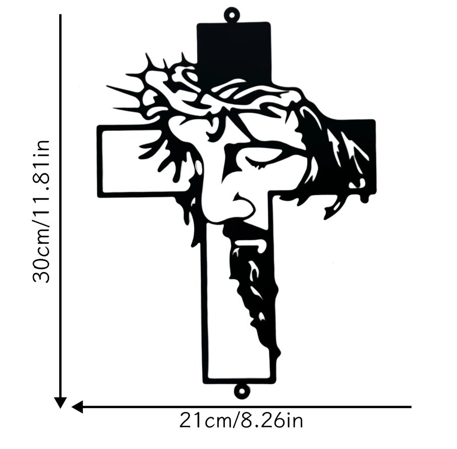 Metal Cross Sign Wall Art Weatherproof Powder-Coated Wrought Iron Cross - Image 2