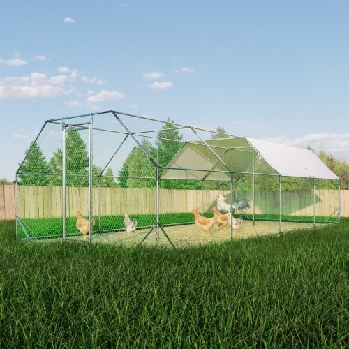9.94 Ft. X 25.68 Ft. Galvanized Large Metal Walk In Chicken Coop Cage Farm Poultry Run Hutch Hen House - Image 4