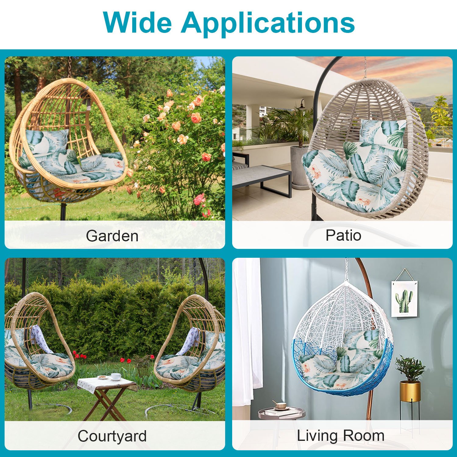 1Pc Egg Chair Cushion Hanging Basket Seat Cushion Thicken Soft Egg Swing Chair Pad Hanging Egg Chair Cushion With Headrest - Image 6