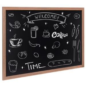 Magnetic Chalk Board, Hanging Message Signs With Chalks & Eraser, Vintage Wooden Chalkboard Sign, Rustic Brown Framed Calendar And Bulletin Combo Boards, 35"x46", Kitchen, Home Decor, Wedding