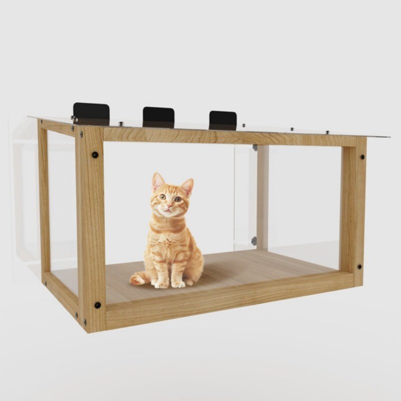 Waterproof Window Cat Perch Catio, Wood Cat Window Box, Window Catio For Indoor Cats. Suitable Single Hanging Window With An Inner Diameter Of The Window Frame With A Net Opening Width Of 24-35 In - Image 4