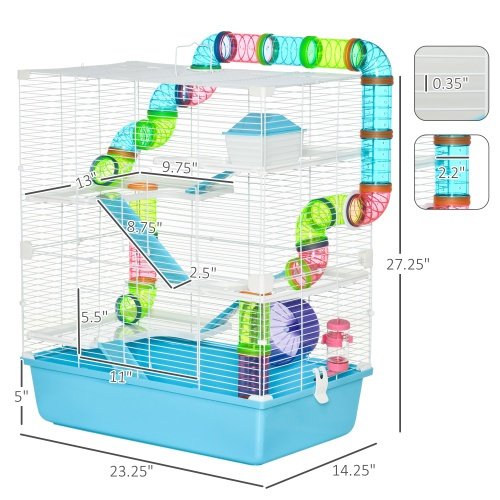 Oversized 23 Hamster Cage With Tube And Tunnel, Portable Carrying Handle - Image 5