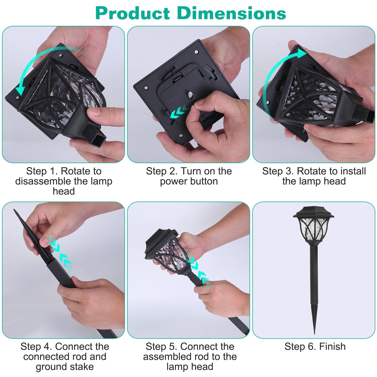 6Pack Solar Powered Stake Light Outdoor Decorative Landscape Lamp IP45 Waterproof Auto On Off Outdoor Light For Pathway Garden Yard Patio - Image 7