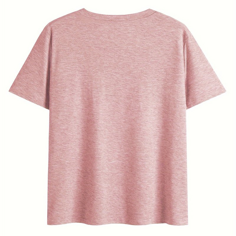 Women's V-Neck Letter Print T-Shirt - Comfortable Casual Summer Top - Image 2