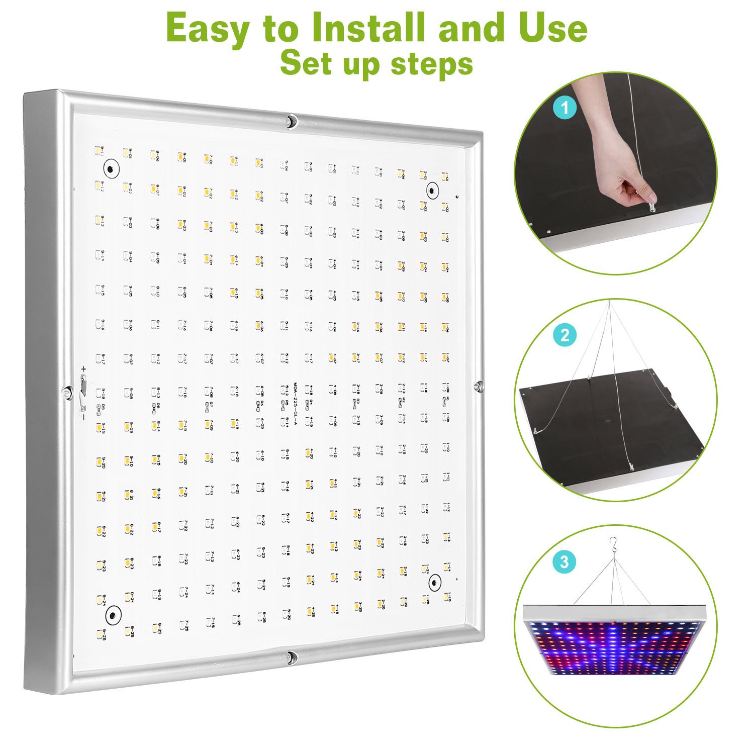 1 Set LED Grow Light Full Spectrum Hanging 225 LEDs Plant Grow Lamp Indoor Grow Light For Greenhouse Succulents Seedlings Plants Veg And Flower - Image 4