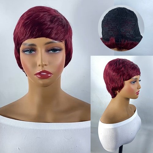 Burgundy Elf Human Hair Wig