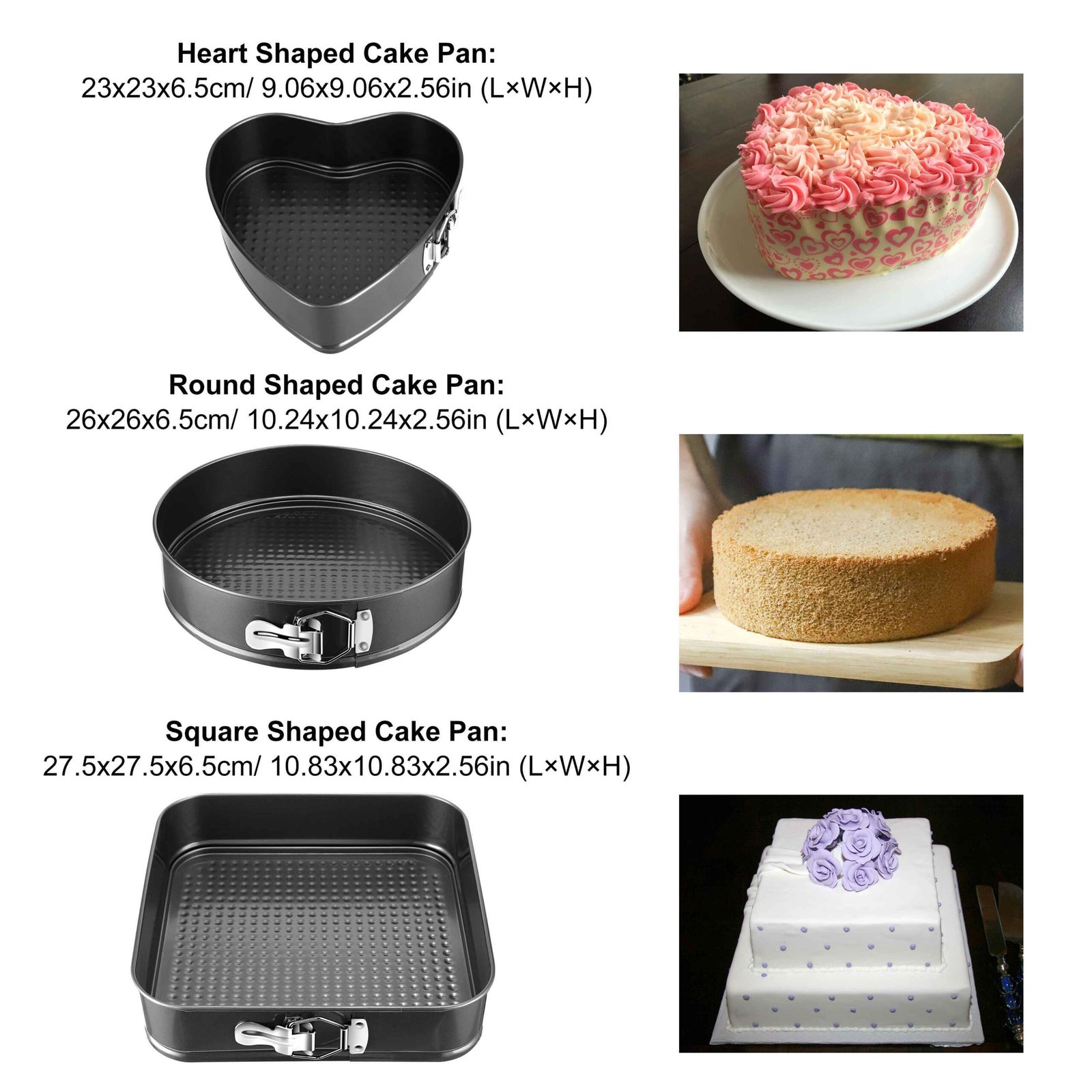 3Pcs Per Set Non-stick Springform Cake Pan Leakproof 9in 10in 11in Bakeware Pan With Removable Bottom - Image 6