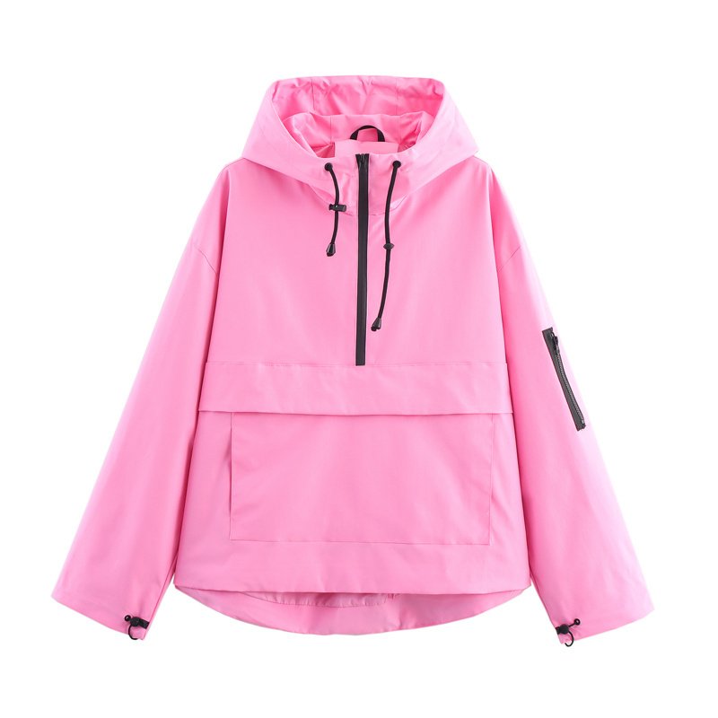 Women's Long Sleeve Zip Hooded Jacket With Pockets - Casual Sporty Windbreaker For Spring&Fall - Image 5